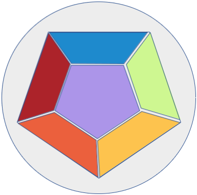 multi colored pentagon within a circle