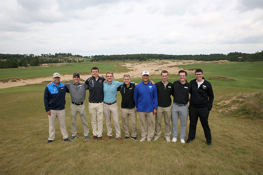 Nine of the 16 UW-Stout interns and employees working at Sand Valley this summer.