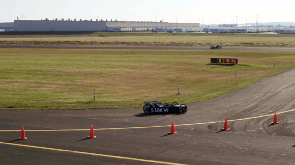 Cars from seven high schools competed.