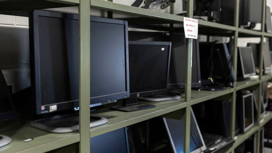 Surplus Property sales include a wide variety of university materials and equipment, including office supplies, computer monitors and computers.