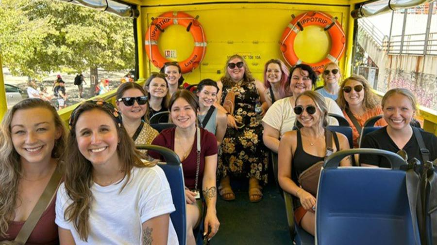 CMHC students on a boat tour in Lisbon, Portugal