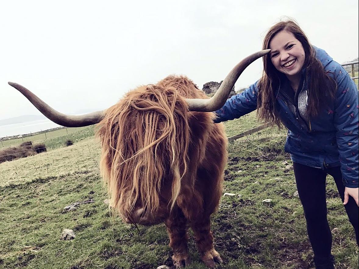 UW-Stout student Abigail “Abby” Fawcett tours rural Scotland during the Wisconsin in Scotland program.
