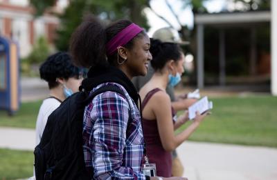 Students crossed the campus mall as classes resumed at UW-Stout this fall.