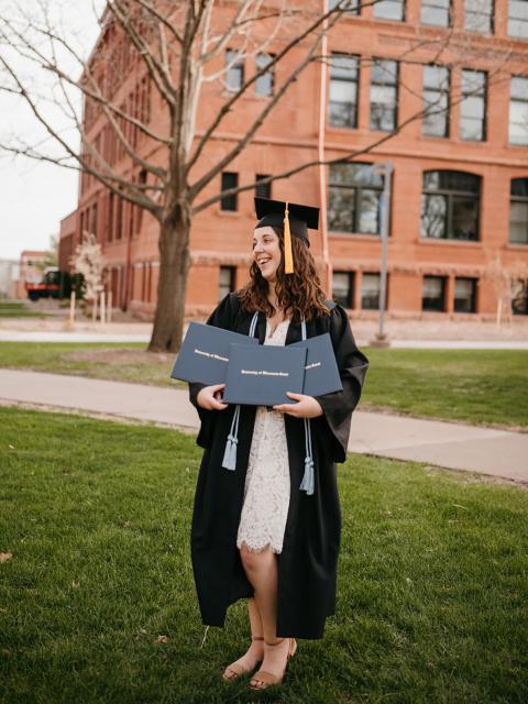 Abi Gardiner, of DeForest, plans to put her three diplomas from UW-Stout to good use in her wedding and portrait photography business in the Twin Cities. 